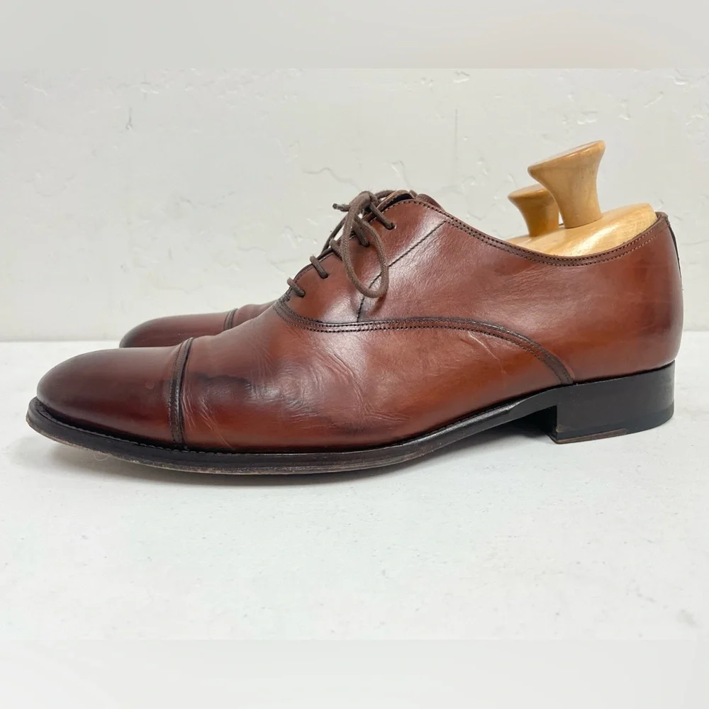 To Boot New York Made in Italy Burnished Cap Toe Oxford in Brown Size 9 1/2 $450